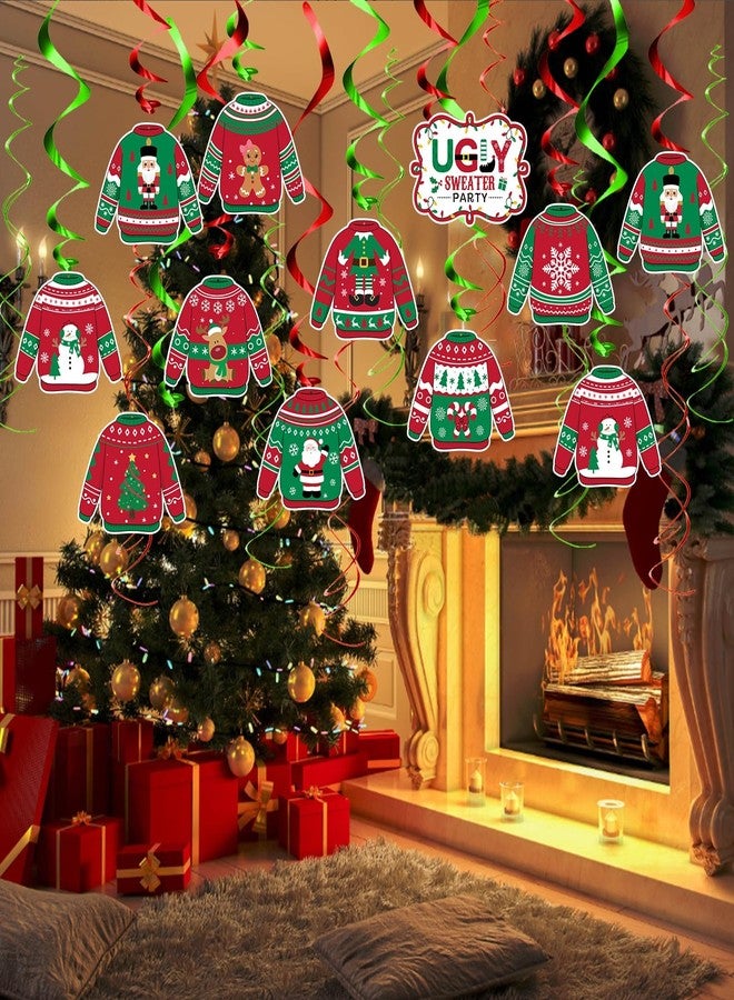 WEEPA 30 Pcs Ugly Sweater Christmas Party Decorations Ugly Sweater Hanging Swirls Christmas Cardboard Cutouts for Bulletin Board Party Decorations - Image 5